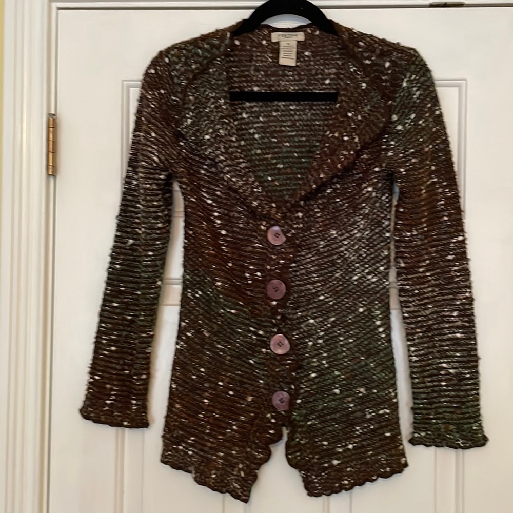 Vertigo Paris Brown/Green/White/Gray Jacket w/ Oversized Buttons